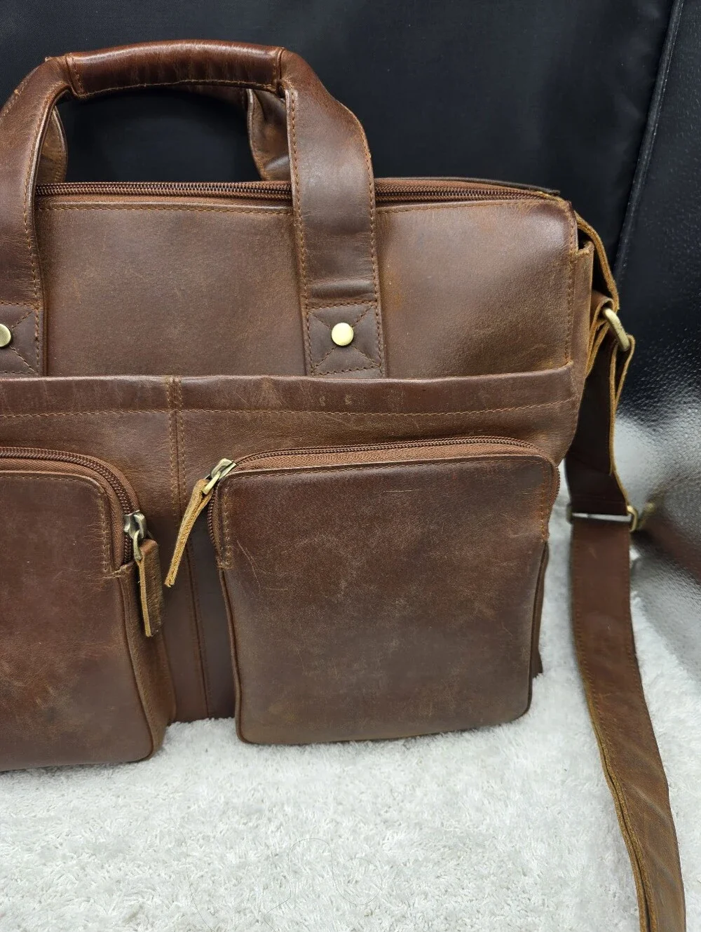Overland Sheepskin CoTahoe Distressed Leather Briefcase